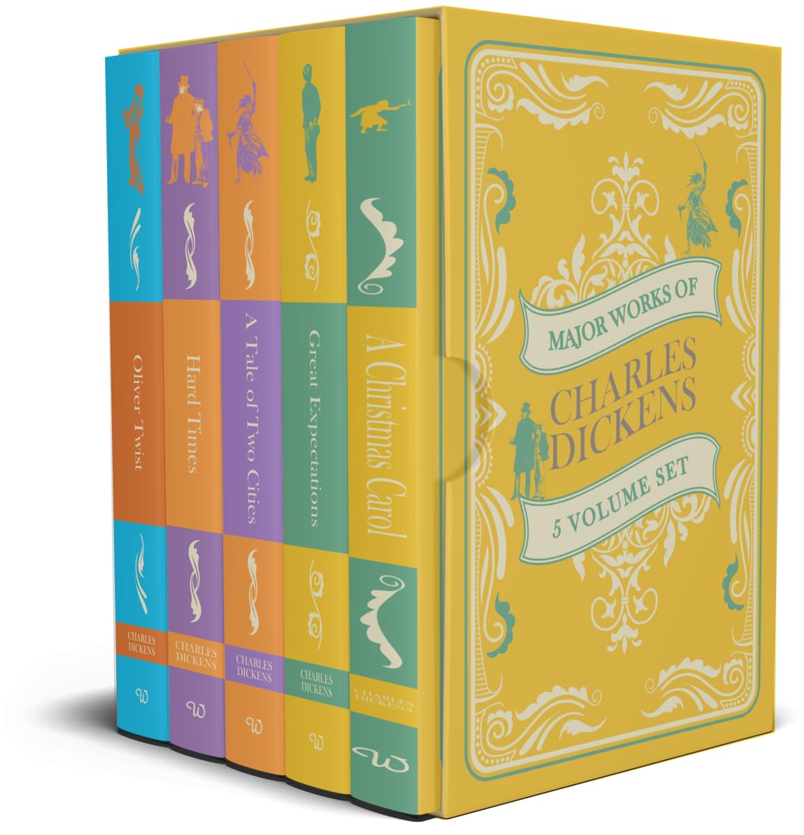 Major Works Of Charles Dickens Collection 5 Books Set:Great Expectations, A Tale of Two Cities, A Christmas Carol, Hard Times & Oliver Twist