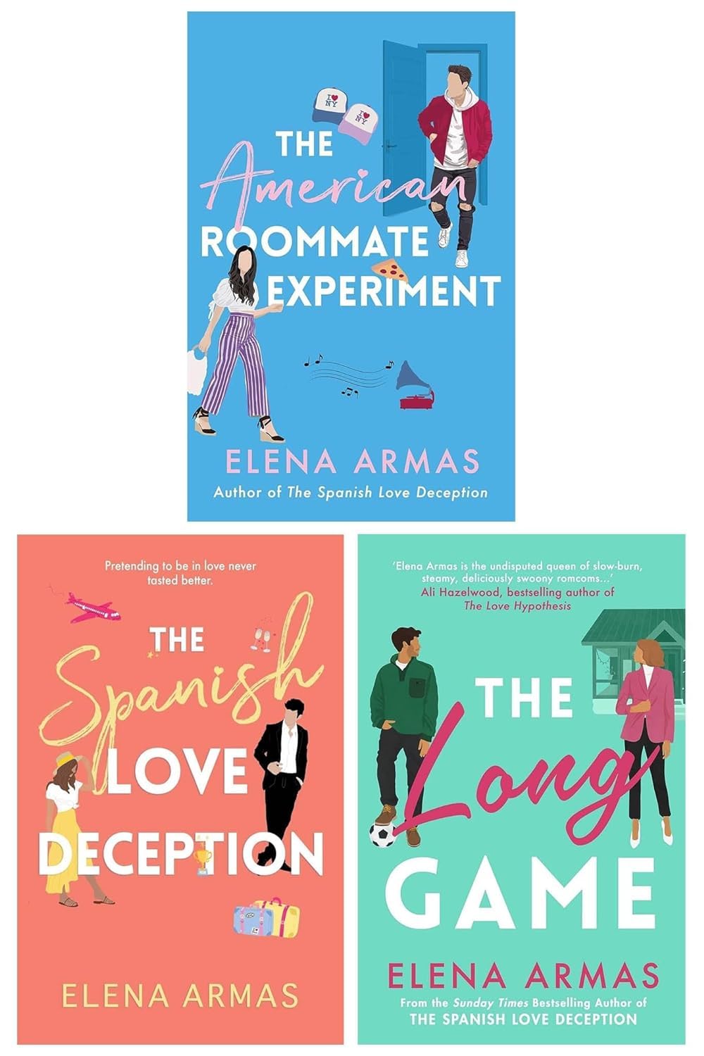 Elena Armas 3 Books Collection Set (The Spanish Love Deception, The American Roommate Experiment & The Long Game)