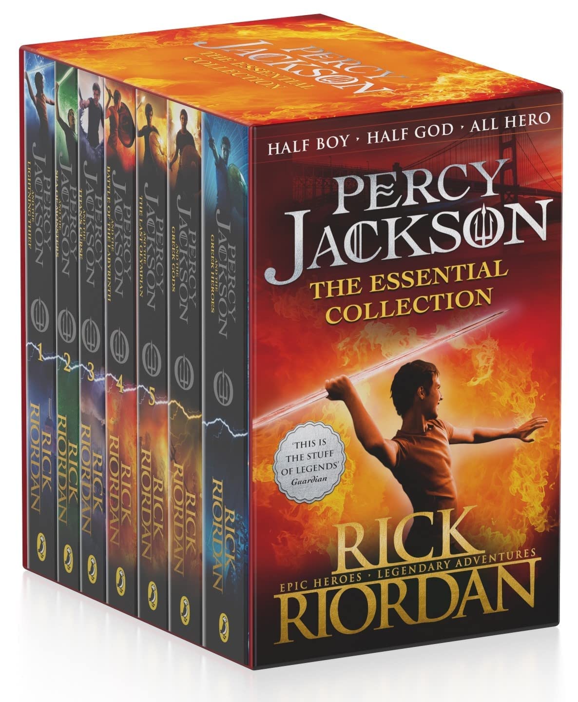 The Essential Percy Jackson Collection (7 Books Set) by Rick Riordan (Lightning Thief, Sea of Monsters, Titan's Curse, Battle of Labyrinth, Last Olympian, Greek Heroes, Greek Gods)