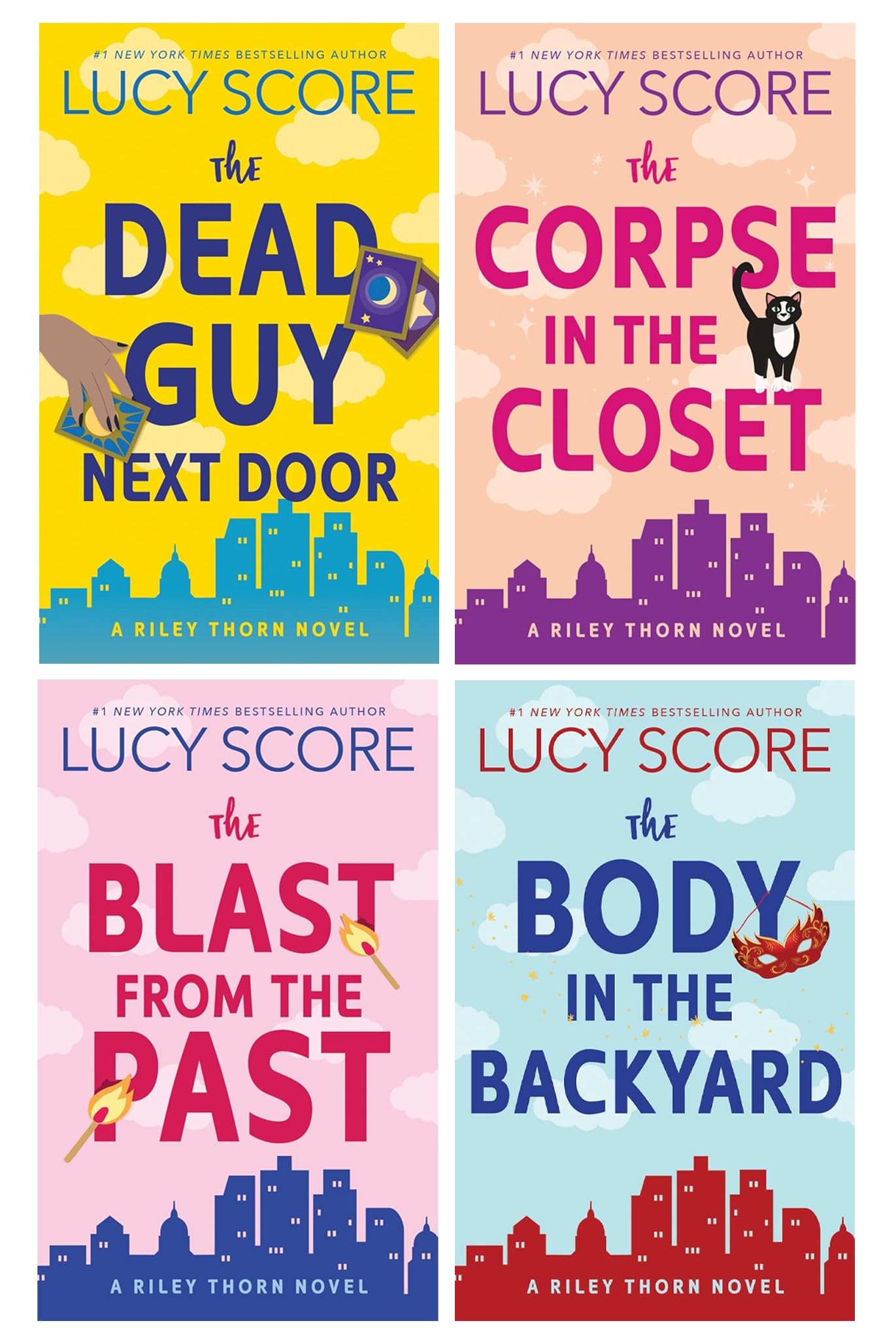 A Riley Thorn Novel Series (Book 1-4) by Lucy Score 4 Books Collection Set (The Dead Guy Next Door, The Corpse in the Closet, The Blast from the Past & The Body in the Backyard)