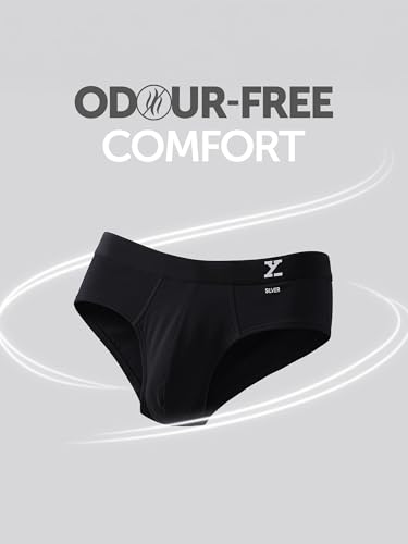 XYXX Men's Aero Super Combed Cotton Regular Fit Solid Antibacterial Briefs with No Marks Waistband (Pack of 2) (₹425.00 with 29 percent savings)