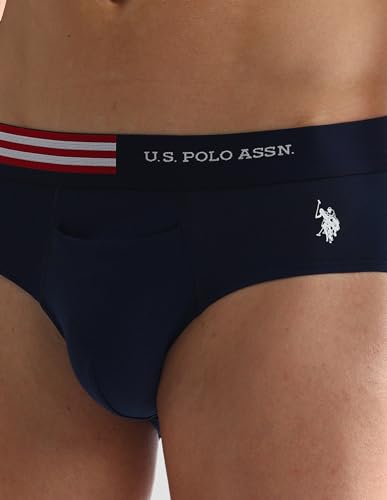 U.S. Polo ASSN. Mens OEB06 Flag Waist Single Jersey Underwear Briefs - Pack of 2 (₹539.00 with 17 percent savings)