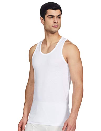 Van Heusen Men’s White Cotton Vest – Pack of 2 |Antibacterial 100% Combed Cotton | Moisture‑Wicking, Stay‑Fresh Technology, Soft Handfeel | Extended Length |Doesn’t lose shape | Regular Fit Sleeveless (L)