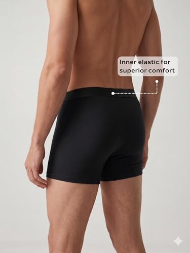 Van Heusen Men’s Cotton Boxer Briefs Pack of 3 | Long Trunk | No ride-up | Inner Elastic for superior comfort | Open front fly | Super Combed Cotton for softness | Moisture‑Wicking | Sweat Absorbant | (₹742.00 with 17 percent savings)