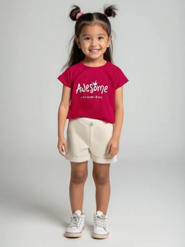 NammaBaby Baby Girl Pure Cotton Hoseiry Regular Fit T-Shirt Top Tshirt - Pack of 3 (₹599.00 with 70 percent savings)