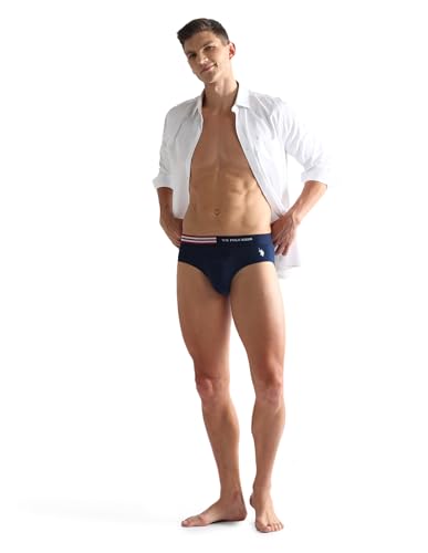 U.S. Polo ASSN. Mens OEB06 Flag Waist Single Jersey Underwear Briefs - Pack of 2 (₹539.00 with 17 percent savings)