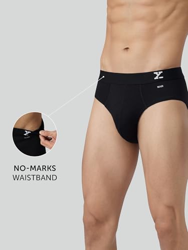 XYXX Men's Aero Super Combed Cotton Regular Fit Solid Antibacterial Briefs with No Marks Waistband (Pack of 2) (₹399.00 with 33 percent savings)