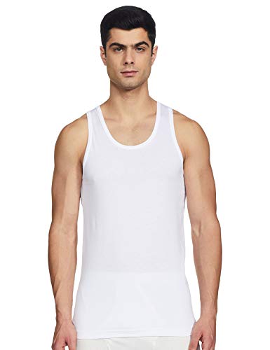 Van Heusen Men’s White Cotton Vest – Pack of 2 |Antibacterial 100% Combed Cotton | Moisture‑Wicking, Stay‑Fresh Technology, Soft Handfeel | Extended Length |Doesn’t lose shape | Regular Fit Sleeveless (M)