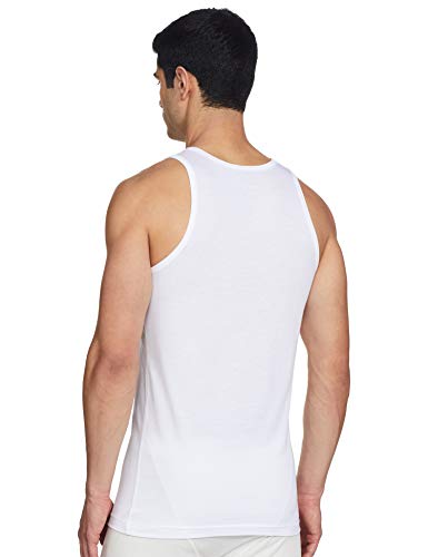 Van Heusen Men’s White Cotton Vest – Pack of 2 |Antibacterial 100% Combed Cotton | Moisture‑Wicking, Stay‑Fresh Technology, Soft Handfeel | Extended Length |Doesn’t lose shape | Regular Fit Sleeveless (L)