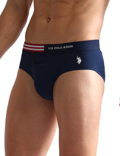 U.S. Polo ASSN. Mens OEB06 Flag Waist Single Jersey Underwear Briefs - Pack of 2 (₹572.00 with 12 percent savings)