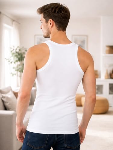Lux Cozi Men's Solid White Vest | Vest for Men | Pack of 3 (4XL)