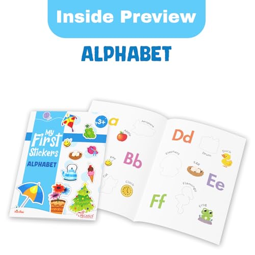 Pegasus My First Stickers Activity Book Set for Kids Age 3+ | 6 Early Learning Themes – Alphabet, Numbers, Animals & Birds, Colours & Shapes, Things That Move, Fruits & Vegetables (Product Bundle)