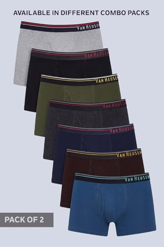 Van Heusen Men’s Cotton Boxer Briefs Pack of 2 | Long Trunk | No ride-up | Super Combed Cotton for softness | Open Front Fly | Moisture‑Wicking | Sweat Absorbant | All‑Day Fresh Technology | Long Last (₹588.00)