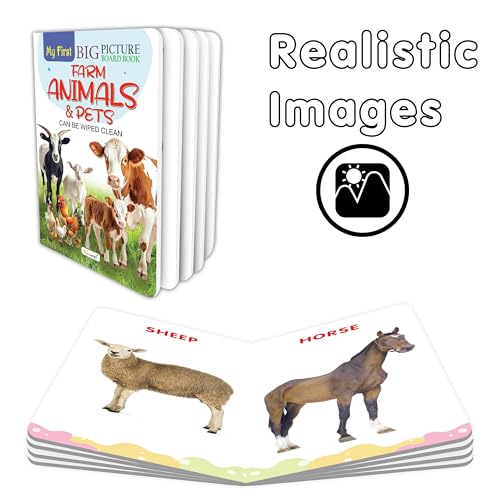 My First Big Picture Board Book Farm Animals & Pets :- Farm Animal and Pet Learning Book, Bright Picture Board for Toddlers, Easy Early Education Book (Board book)