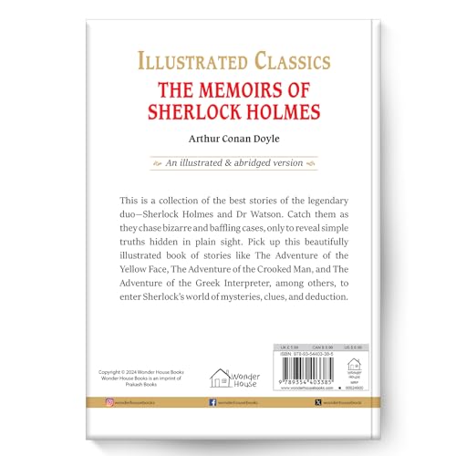The Memoirs of Sherlock Holmes : Illustrated Abridged Children Classic English Novel with Review Questions (Hardback): Abridged and Illustrated (Illustrated Classics) (Hardcover)