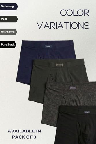 Van Heusen Men’s Cotton Boxer Briefs Pack of 3 | Long Trunk | No ride-up | Inner Elastic for superior comfort | Open front fly | Super Combed Cotton for softness | Moisture‑Wicking | Sweat Absorbant | (₹687.00)