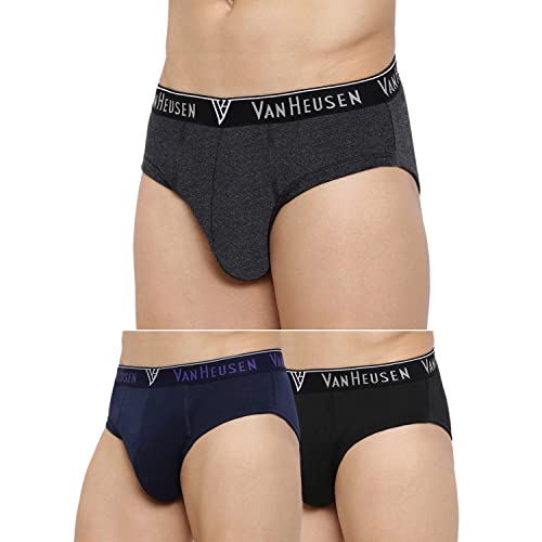 Van Heusen Men’s Cotton Briefs Pack of 3| Ribbed Cotton | Anti-Bacterial | Stay fresh | Sweat Absorbant | Moisture-Wicking | Long Lasting Colors |Breathable Combed Cotton for extra comfort | Soft Wais (₹787.00 with 9 percent savings)