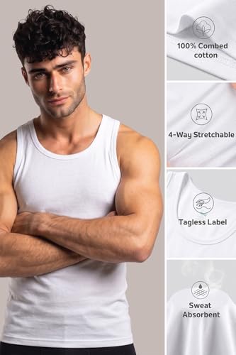 Van Heusen Men’s Cool It Vest – Pack of 2 | 100% Combed Cotton | Keeps you 3degrees cooler | N9 Cool It Technology | Doesn’t lose shape , Moisture‑Activated Heat Reduction | Super Soft | Scoop Neck| C (S)
