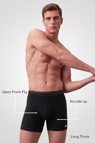 Van Heusen Men’s Cotton Boxer Briefs Pack of 2 | Long Trunk | No ride-up | Super Combed Cotton for softness | Open Front Fly | Moisture‑Wicking | Sweat Absorbant | All‑Day Fresh Technology | Long Last (₹500.00 with 3 percent savings)