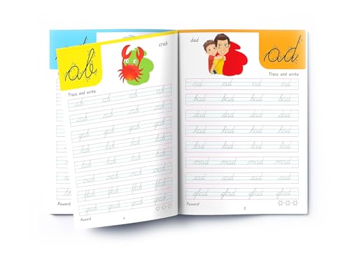 Cursive Handwriting Practice Workbooks (Set of 4): Small Letters, Capital Letters, Joining Letters & Word Families | Level 1 | Ages 5–8 | Build Writing Skills with Fun Exercises (Paperback)