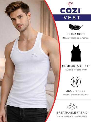 Lux Cozi Cotton Men's Pack of 5 Solid Vest (2XL)