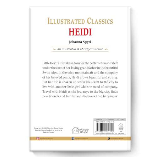 Heidi : Illustrated Abridged Children Classics English Novel with Review Questions (Paperback)