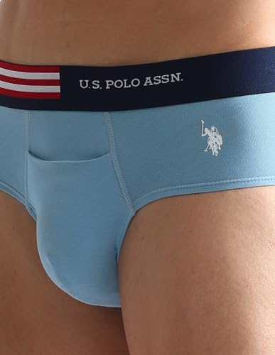 U.S. Polo ASSN. Mens OEB06 Flag Waist Single Jersey Underwear Briefs - Pack of 2 (₹572.00 with 12 percent savings)
