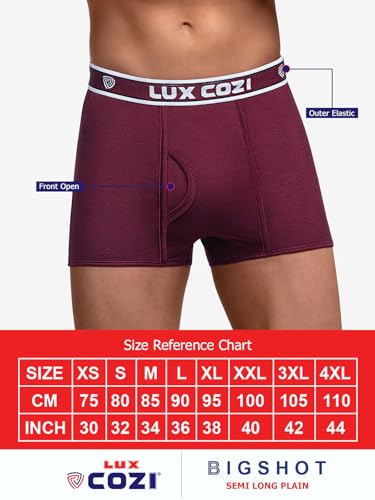 Lux Cozi Mens Pure Cotton Solid Mini Trunk | Mini Trunk Underwear for Men | Color and Print May Vary | Pack of 5 (2XL)