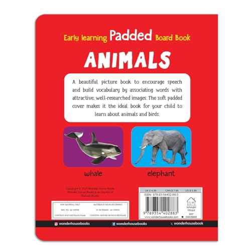 Early Learning Padded Book of Animals: Board Book for Kids | Learn About Wild Animals, Farm Animals, Pets & Birds with Bright, Engaging Pictures | Durable Padded Board Book for Babies, Toddlers & Pres (Board book)