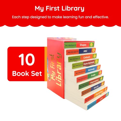 My First Library: Box Set of 10 Board Books for Children | My Little Book of Early Learning for Kids | Learn ABCs, Numbers, Words, Colours & More | Kids Amazing Picture Book | Little Learner’s Library (Board book)