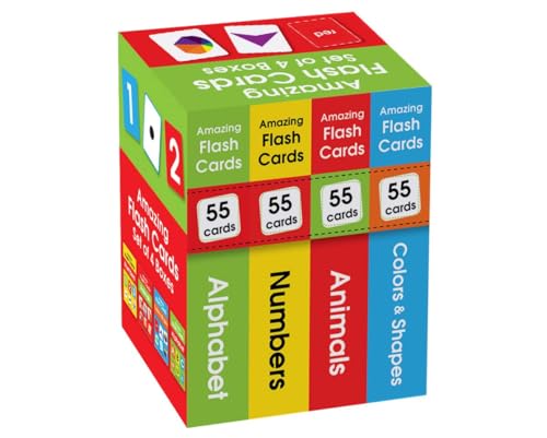 Amazing Flash Cards Set Of 4 Boxes: Early Development OF Preschool Toddler (220 Cards, Alphabet, Number, Animals, Colors And Shapes) (Hardcover)