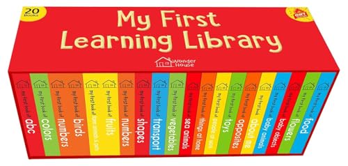 My First Learning Library: Boxset of 20 Board Books for Kids | Includes ABC, Numbers, Shapes, Colors, Wild & Baby Animals, Fruits, Vegetables, Transport, Toys, Opposites, Flowers, Sea Animals, People  (Board book)