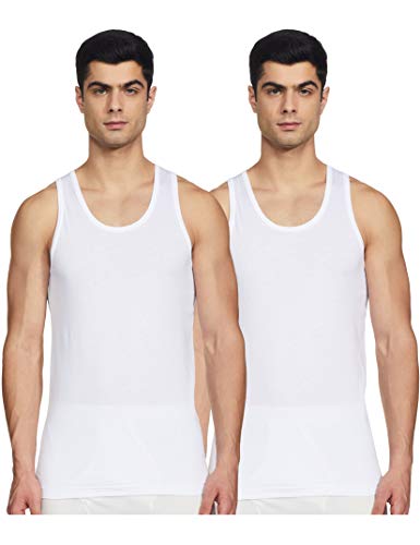Van Heusen Men’s White Cotton Vest – Pack of 2 |Antibacterial 100% Combed Cotton | Moisture‑Wicking, Stay‑Fresh Technology, Soft Handfeel | Extended Length |Doesn’t lose shape | Regular Fit Sleeveless (S)