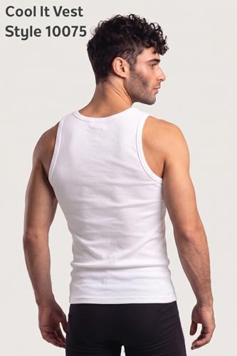 Van Heusen Men’s Cool It Vest – Pack of 2 | 100% Combed Cotton | Keeps you 3degrees cooler | N9 Cool It Technology | Doesn’t lose shape , Moisture‑Activated Heat Reduction | Super Soft | Scoop Neck| C (M)