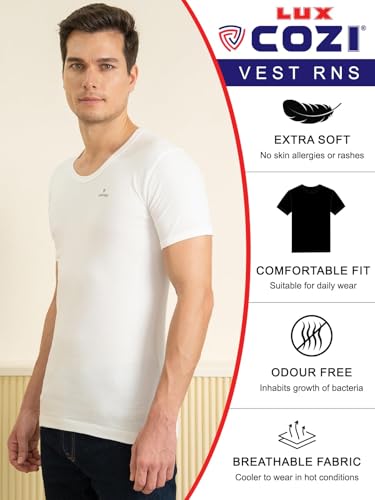 Lux Cozi Men's Cotton Regular Fit Vest (Pack of 4) (2XL)