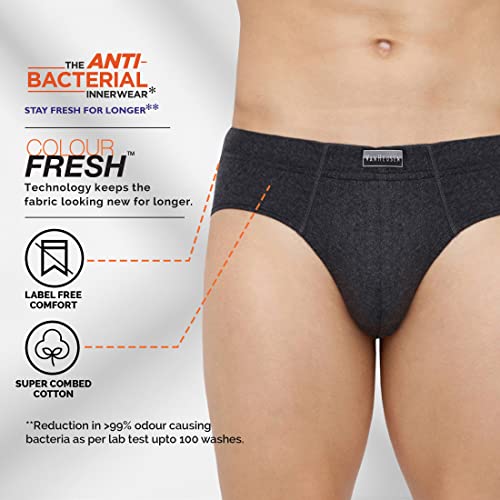 Van Heusen Men 100% Cotton Brief - Pack of 3 - Anti Bacterial, Colour Fresh, Moisture Wicking (₹599.00 with 4 percent savings)
