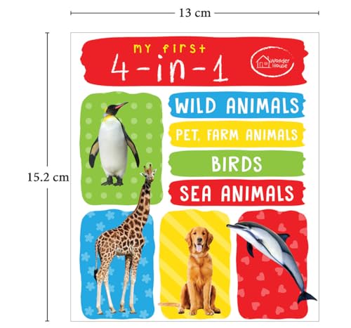 My First 4 in 1: Wild Animals, Pet & Farm Animals, Birds, Sea Animals | Padded Board Book for Kids | Learn About Different Animals with Bright, Engaging Pictures | Early Learning Book for Babies, Todd (Hardcover)