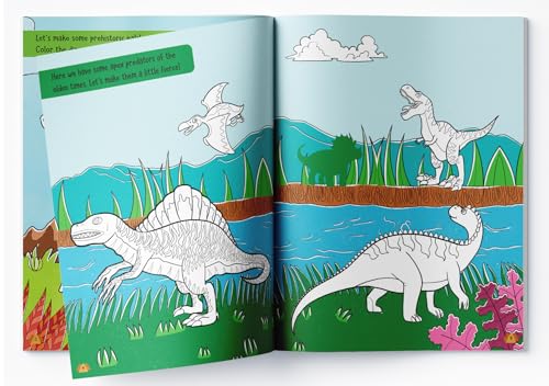 Team Dino Sticker Coloring Book For Kids (Paperback)