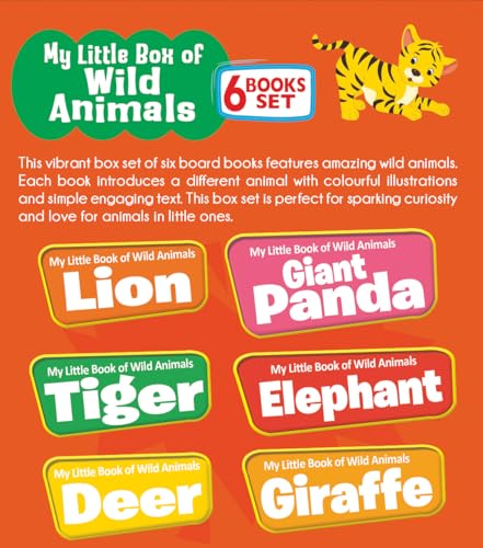 My Little Box of Wild Animals: Early Learning Jungle Friends 6 Board Books for Kids | Includes Lion, Panda, Tiger, Elephant, Deer & Giraffe | Bright Pictures | Perfect Gift Set for Preschoolers (Board book)