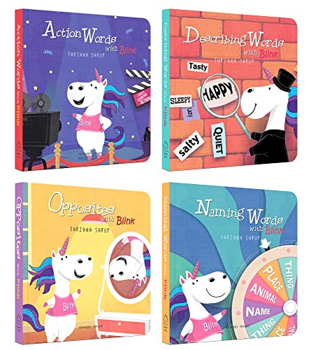 My First Words – Box Set of 4 Board Books: Naming Words, Action Words, Describing Words & Opposite Words | Brightly Illustrated Vocabulary Builder for Babies, Toddlers & Preschoolers | Early Learning  (Board book)