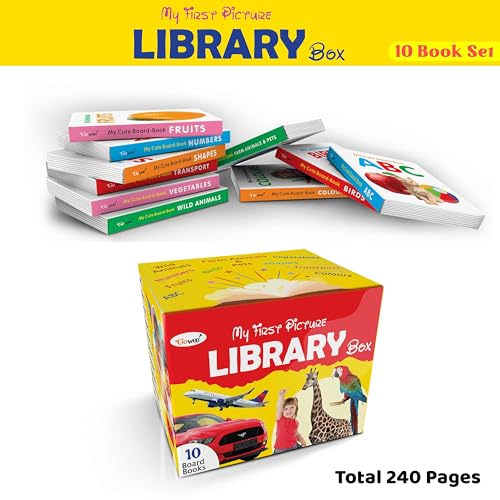 My First All in One Picture Library Box Of 10 (Pre-School Books) | in Yellow (Board book)