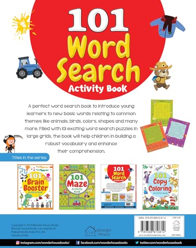 101 Word Search Activity Book: Large Grid Word Search Puzzles for Kids With Attractive Illustrations I Ages 3-6 I Vocabulary building I Learn new Words I Motor Skills improvement I 4 Hours of fun (Hardcover)