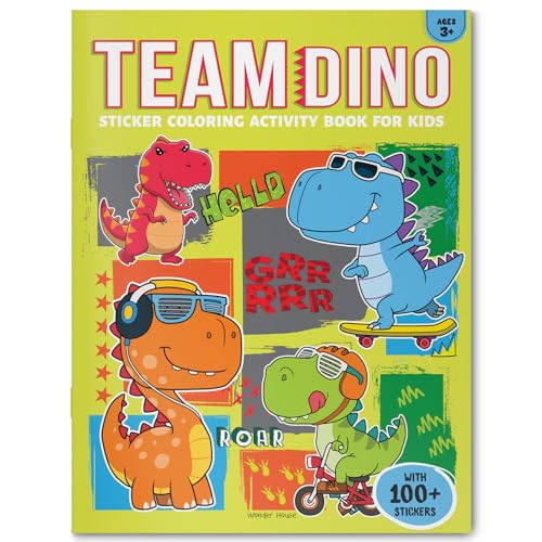 Team Dino Sticker Coloring Book For Kids (Paperback)