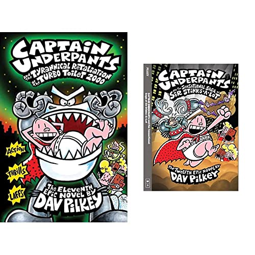 Captain Underpants and the Tyrannical Retaliation of the Turbo Toilet 2000 + Captain Underpants and the Sensational Saga of Sir Stinks-a-Lot(Set of 2 Books) (Product Bundle)