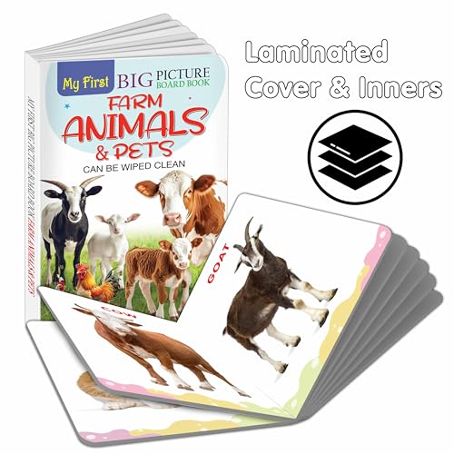 My First Big Picture Board Book Farm Animals & Pets :- Farm Animal and Pet Learning Book, Bright Picture Board for Toddlers, Easy Early Education Book (Board book)