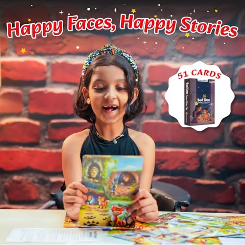 Bedtime Fantasy and Fairy Tales Flashcards for Kids, 51 Colourful & Short Stories Flashcards for 3-6 Years Old, Montessori Educational Toy (Cards)