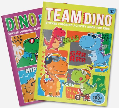 Team Dino Sticker Coloring Book For Kids (Paperback)