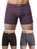 Lux Cozi Men's Cotton Trunk Printed Inner Elastic Long Color and Print May Vary Pack of 3 (M)