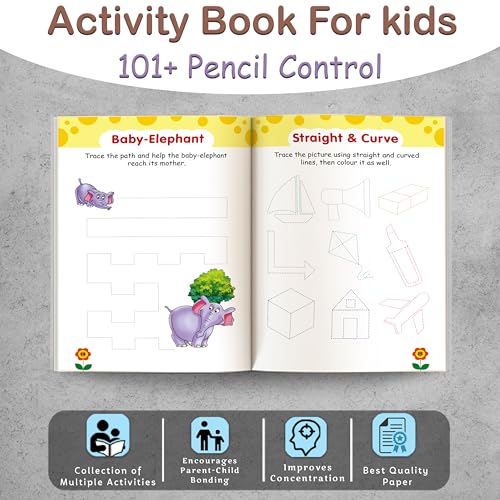 101+ Pencil Control and Spot the Hidden Objects Activity Book for Kids : Kid’s Learning Book with Activities, Fun Book, Preschool Learning Games, Activities for Toddlers | Combo of 2 (Paperback)