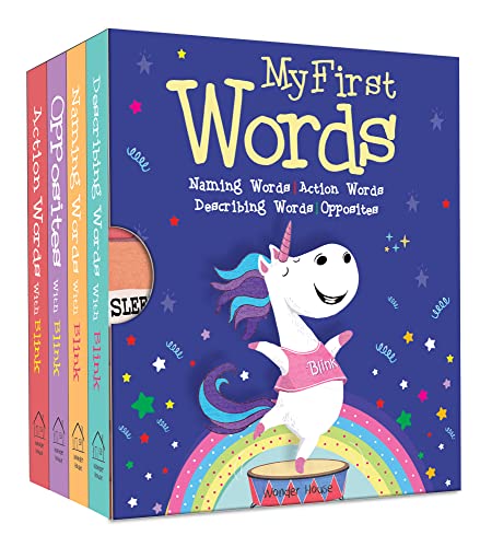 My First Words – Box Set of 4 Board Books: Naming Words, Action Words, Describing Words & Opposite Words | Brightly Illustrated Vocabulary Builder for Babies, Toddlers & Preschoolers | Early Learning  (Board book)